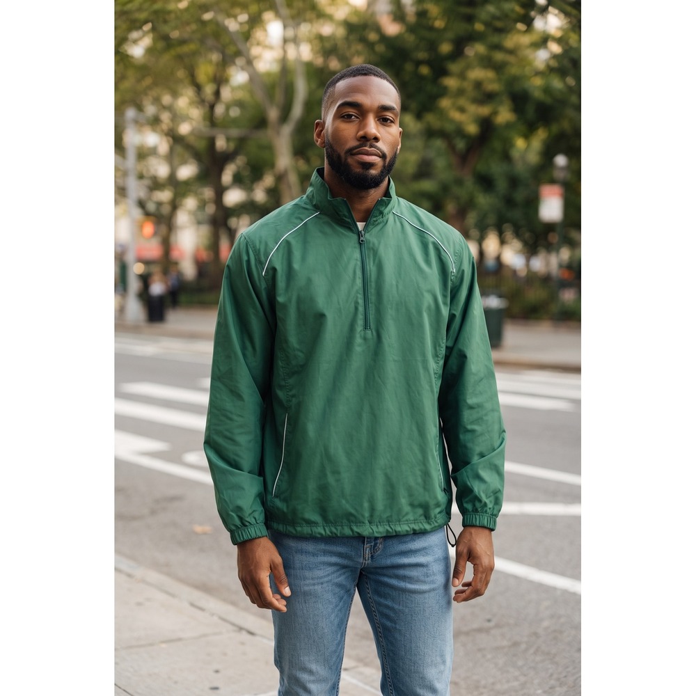 Cutter & Buck Mens 3XT Green CB WeatherTec Windbreaker Half Zip Pullover Jacket